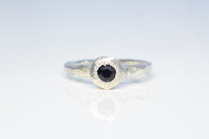 Neve Ring - Sterling Silver with Black Sapphire