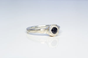 Neve Ring - Sterling Silver with Black Sapphire