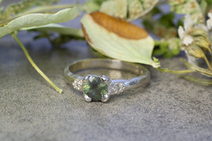 Mira Ring - 9ct White Gold with 0.76ct Green Sapphire