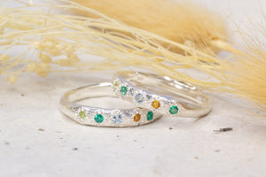 PEACE Band with Gemstones - Sterling Silver