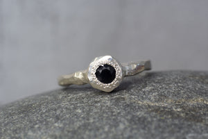 Neve Ring - Sterling Silver with Black Sapphire