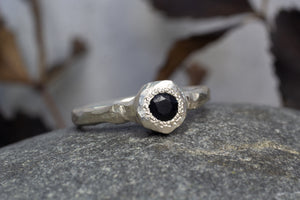 Neve Ring - Sterling Silver with Black Sapphire