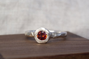 Neve Ring - Sterling Silver with Garnet