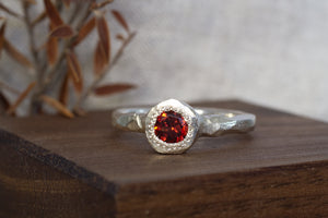 Neve Ring - Sterling Silver with Garnet