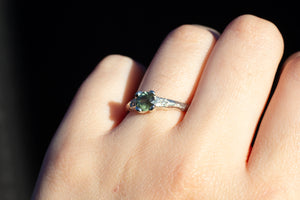 Mira Ring - 9ct White Gold with 0.76ct Green Sapphire