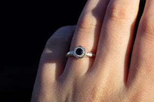 Neve Ring - Sterling Silver with Black Sapphire