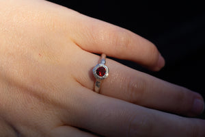 Neve Ring - Sterling Silver with Garnet