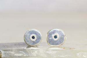 Vega Stud Earrings - Silver with Sapphires