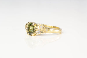 Cumulus Ring - 9ctYellow Gold with Green Sapphire and Diamonds