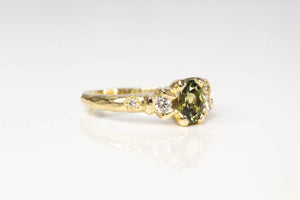 Cumulus Ring - 9ctYellow Gold with Green Sapphire and Diamonds