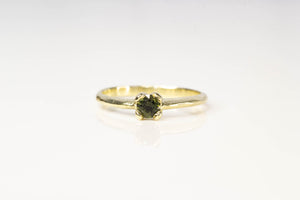 Droplet Ring - 14ct Yellow Gold with Green Sapphire