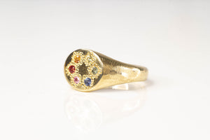 Rainbow Signet Ring - 9ct Yellow Gold with Sapphires