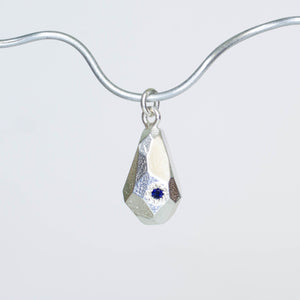 Petra Drop Charm with Sapphire  - Sterling Silver