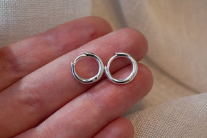 Round Profile Huggie Earrings - 12mm - Sterling Silver