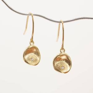 Water Drop Earrings - Yellow Gold with Diamonds