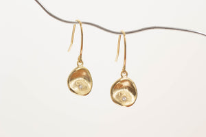 Water Drop Earrings - Yellow Gold with Diamonds