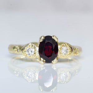 Thalia Ring - 9ct Yellow Gold with Garnet and Diamonds