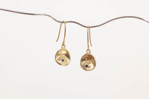 Water Drop Earrings - Yellow Gold with Blue Sapphires