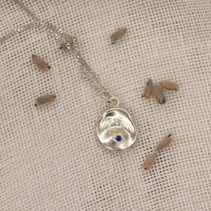 Water Drop Pendant - White Gold with Blue Sapphire