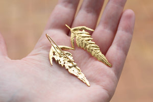 Silver Fern Earrings - Gold Plated