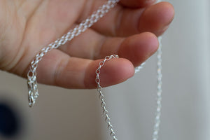 Oval Belcher Chain Necklace - Sterling Silver