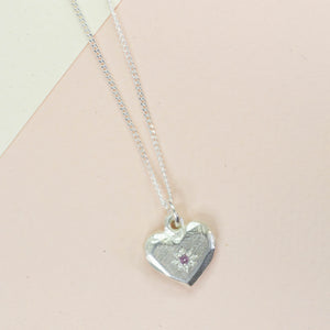Heart Pendant - Silver with Purple Sapphire