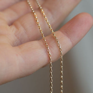 Oval Belcher Necklace Chain  - 9ct Yellow Gold