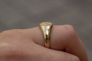 Signet Ring with Diamonds - Yellow Gold