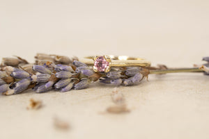 Droplet Ring - Yellow Gold with Rose Garnet