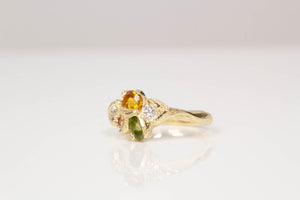 Garland Ring - Yellow Gold with Citrine, Garnet, Tourmaline and Diamonds
