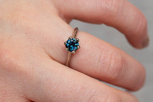 Vesta Ring - White Gold with Teal Sapphire
