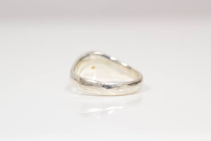 Signet Ring - Sterling Silver with Orange Garnet