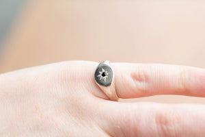 Signet Ring - Sterling Silver with Black Sapphire