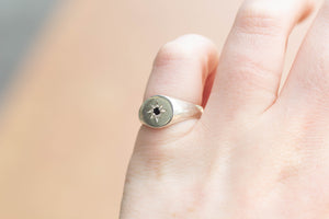 Signet Ring - Sterling Silver with Black Sapphire