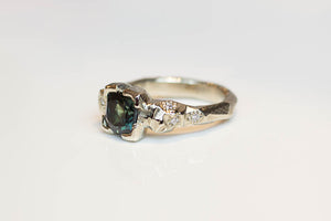 Atlas Ring - White Gold with Cushion Cut Sapphire
