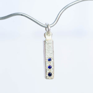 Pillar Charm with Sapphires - Sterling Silver