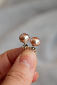 Natural Freshwater Pearl Studs - Pink - 8mm