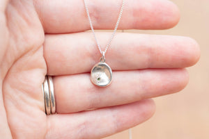Water Drop Pendant - Sterling Silver with Sapphire