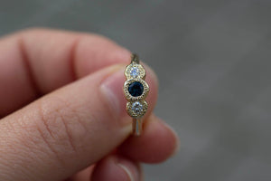 Torci Ring - Yellow Gold with Sapphire & Diamonds