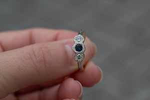 Torci Ring- White Gold with Sapphire and Diamonds