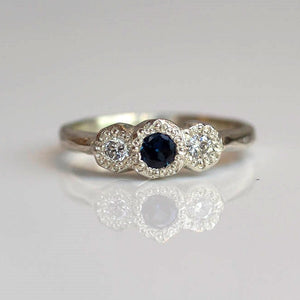 Torci Ring- White Gold with Sapphire and Diamonds