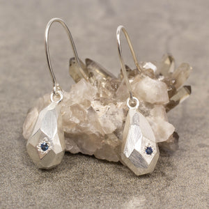 Petra Drop Earrings - Silver with Sapphires