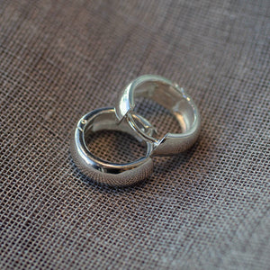 Rounded Plain Huggie Earrings - 16 x 5mm - Sterling Silver