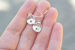 Water Drop Earrings - Silver with Blue Sapphires