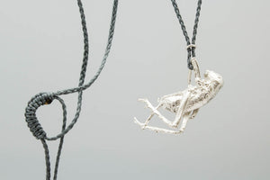 Weta Pendant on Braided Cord - Sterling Silver