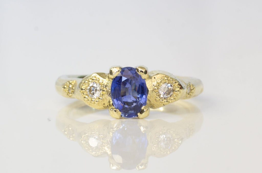 Thalia Ring - 14ct Yellow Gold with Ceylon Sapphire and Diamonds ...