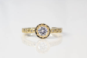Vesper Ring - 9ct Yellow Gold with Moissanite and Diamonds