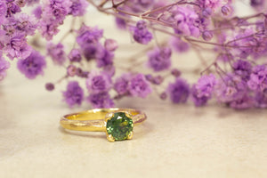 Thetis Ring - Yellow Gold with Green-Teal Sapphire