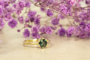 Vesta Ring - 14ct Yellow Gold with 1.15ct Teal Sapphire
