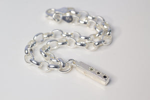 Pillar Charm Bracelet with Sapphires - Sterling Silver